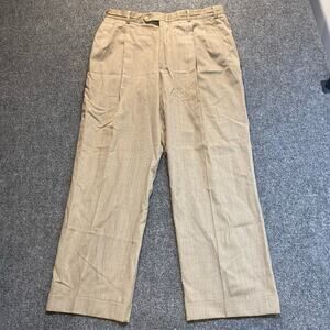 Vintage Berle for Nordstrom Mens 34R Regular Worsted Wool Khaki Pants Trousers